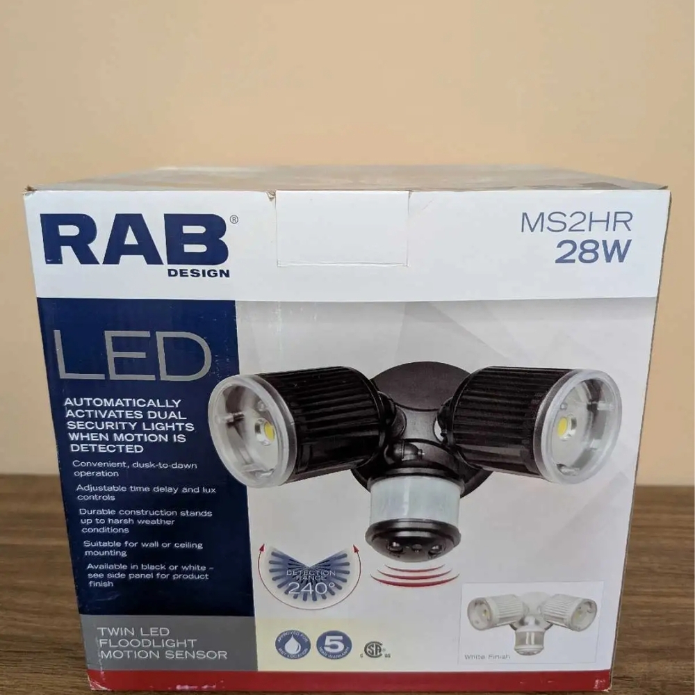 RAB LED Twin Floodlight Motion Sensor - Black & White